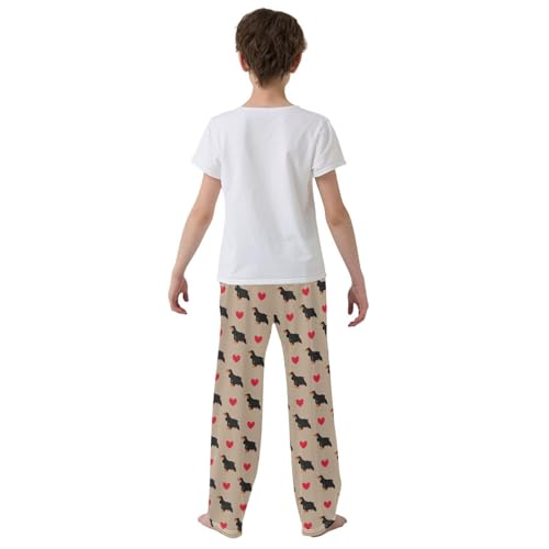 Cocker Spaniel Dog Love Boys Long Pants Soft Trousers Elastic Waist Kids Lounge Bottoms with Pockets S-XL3