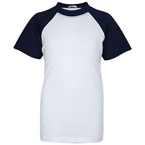 Image of A2Z 4 Kids Raglan Style T Shirt Colour Contrast Top Short Sleeve - T Shirt PL426 Navy 13