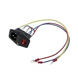 SQXBK 15A 250V Black Three in One AC Switching Power Supply Socket with Cord for 3D Printer/Computer/Home Appliances/Power Distribution Control