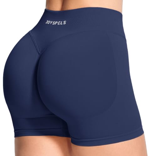 JOYSPELS Gym Sport Shorts Damen, Kurze Sporthose Damen Scrunch Butt Radlerhose Sport Leggings Kurz High Waist Blickdicht Laufhose Seamless Dunkelblau S
