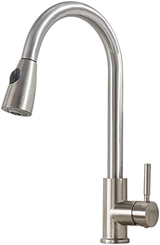 Comllen Brushed Nickel Kitchen Faucet with Pull Down Sprayer Stainless Steel Kitchen Faucets, Modern Pull Out High Arc Single Lever Kitchen Sink Faucet Single Handle Faucet Without Deck Plate