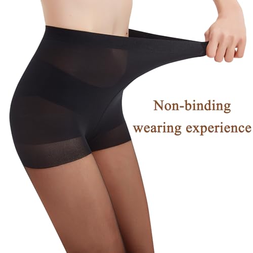 3 Pairs Women's Black Tights - 20D Non Rip Sheer Tights Control Top Pantyhose for Reinforced Toes- Smooth & Durable2