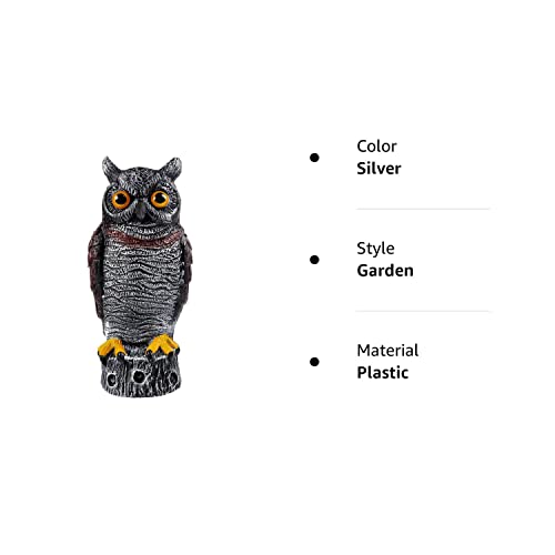 Hausse Fake Owl Decoy Bird Scarecrow Sculpture, 13.6 Inch Plastic Horned Owl Bird Deterrents, Garden Protectors, Halloween Outdoor Decoration, Large Nature Enemy Pest Repellent For Outdoor Garden Yard #TOP6