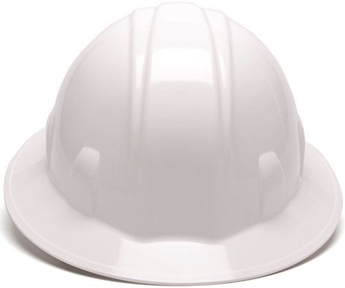 Pyramex Safety Sl Series Full Brim Hard Hat, 4-Point Ratchet Suspension, White, Medium #TOP1