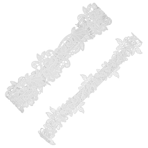 2 Stück Braut Strumpfband Hochzeit, Weiß Strumpfbänder Set für Braut, Elastisches Strumpfband Hochzeit, Brautaccessoires, Wedding Garters für...