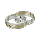 Alain Raphael 2 Tone Sterling Silver & 10k Yellow Gold 6 Millimeters Wide Wedding Band Ring Set Him