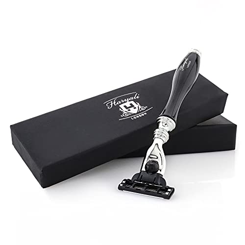 Haryali London 3 Edge Shaving Razor With Black Coated Handle Beard and Mustache Safety Razor For Men and Women