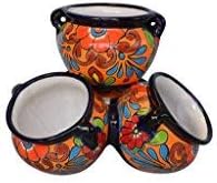 Cluster Herb Pot Small Puebla Hand Painted Planter Indoor Outdoor Multi Colored Glazed