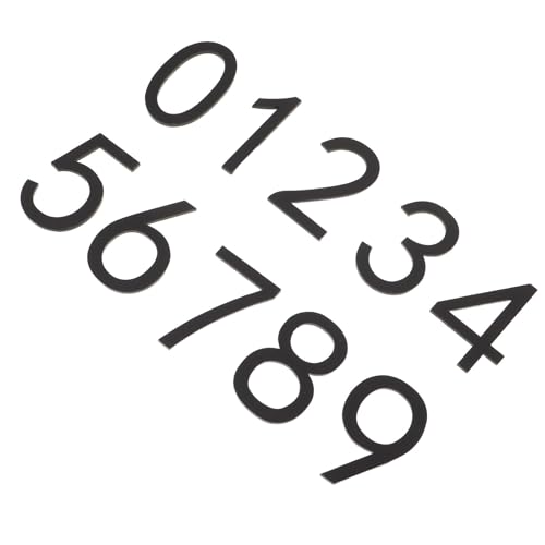 POPETPOP Lot de 10 autocollants de numéros d'adresse en acrylique noir mat, 7 x 4,6 cm, effet 3D en relief, autocollants pour porte d'entrée et boîte aux lettres d'appartement