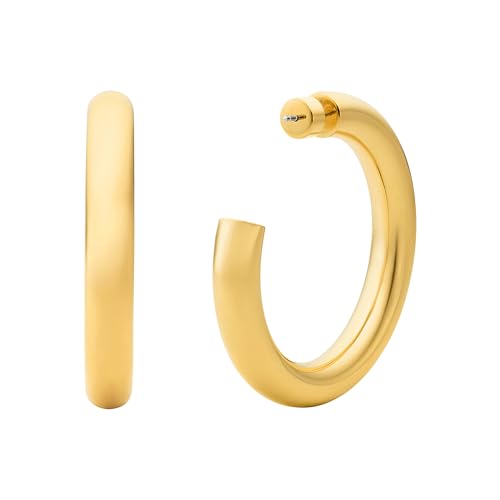 Michael Kors Women's 14K Gold-Plated Brass Tube Hoop Earrings by Michael Kors - Image 2