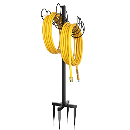 EVEAGE Upgraded Water Hose Holder Freestanding, Hose Stand Outdoor, Garden Hose Holder Stake for Outside Yard, Detachable Double-Sided Suspension Heavy Duty Thick Metal
