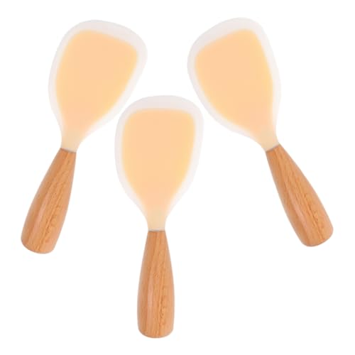 LALADEFIEE 3PCS Non Stick Silicone Rice Spoon with Ergonomic Wooden Handle Heat Resistant Kitchen Utensils for Serving Rice Space Saving Paddle Design for Easy Cleaning