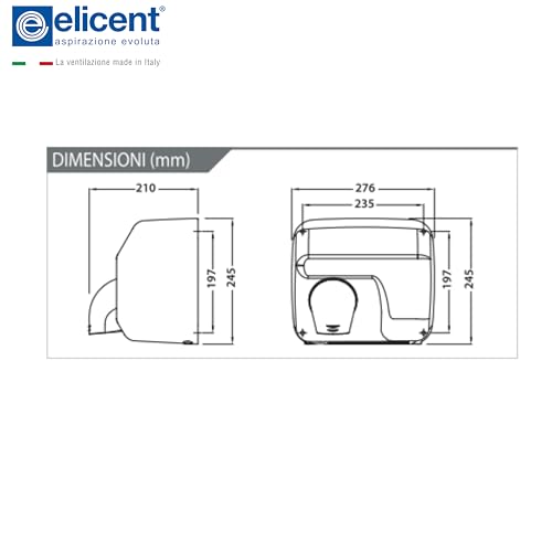 elicent HD300A Elektrischer Handtuch, automatisch, winddicht, aus weißem Stahl, 53 °C, 96 km/h, Motor 250 W, für öffentliche Toiletten, Hotels, Fitnessstudios etc.