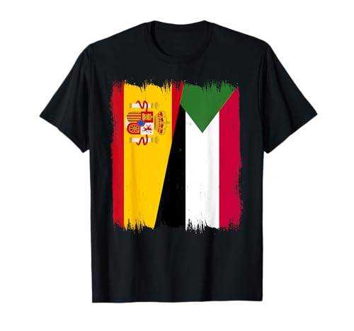 España Sudán Media Bandera Español Sudanés Orgullo Camiseta