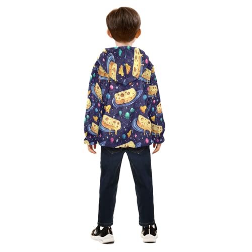 Dripping Cheese Space Planets Toddler Fleece Jacket Girl Boys Hooded Fleece Jacket Coat Warm Outwear Zip-up 3-10T4