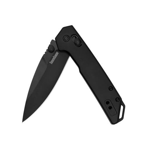 Kershaw Mini Iridium Pocket Knife, Black Design, 3 Inch Steel Spear Point Blade, EDC with Thumb Stud Opening, Reversible Carry, DuraLock, Everyday Carry Pocket Knife for Men and Women