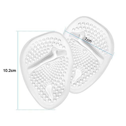 URAQT Fusspolster Pads, 4 Paar Silikon Pads Vorfuß Gelpolster Vorderfuß Schuheinlagen für Gelpolster Vorderfuß Fersenschutz High Heels Schuhpads, Einlegesohlen Vorfuß, Ballenpolster (transparent)