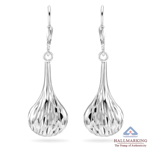 Image of TRUESILVER ACPL 925 Sterling Silver Drop Earrings for Women & Girls | BIS Hallmarked Elegant Dangle Earrings | Stylish Leverback Everyday & Gift Jewelry