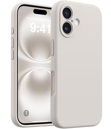 AOTESIER Magnetic for iPhone 16 Case, Silicone | Full Camera Protection | Integrated Camera Control Button | MagSafe Compatible | Anti-Scratch Microfiber Lining Phone Case, Stone