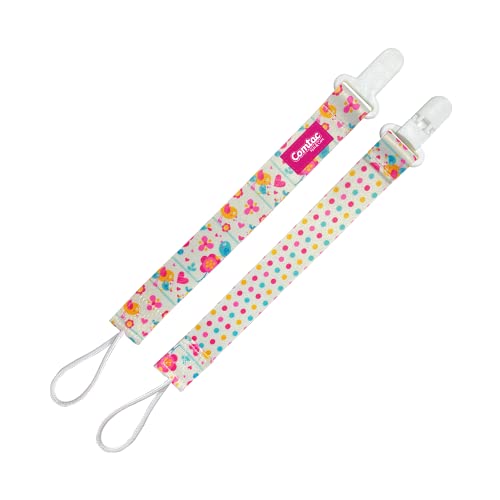 Kit Prendedor de Chupetas com 3 Peças e 1 Porta-chupetas, Menina, Comtac Kids 1405