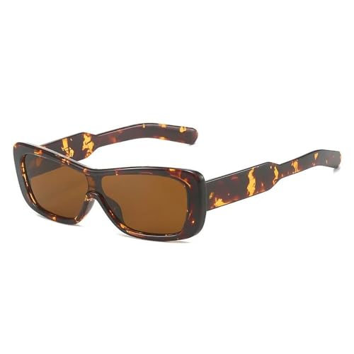 Lunettes de soleil pour femmes et hommes carrées rétro motif léopard