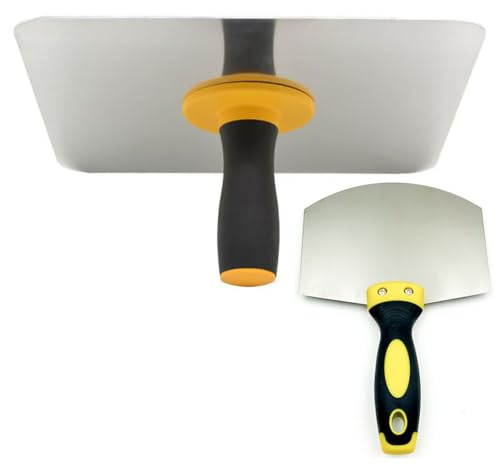 Professional Aluminum Two-Tone Handle Mud Scraper Trowel, Black, Yellow Grip, 12-Inch Plaster Hawk for Concrete Finishing, Masonry, Plastering (1, 1)