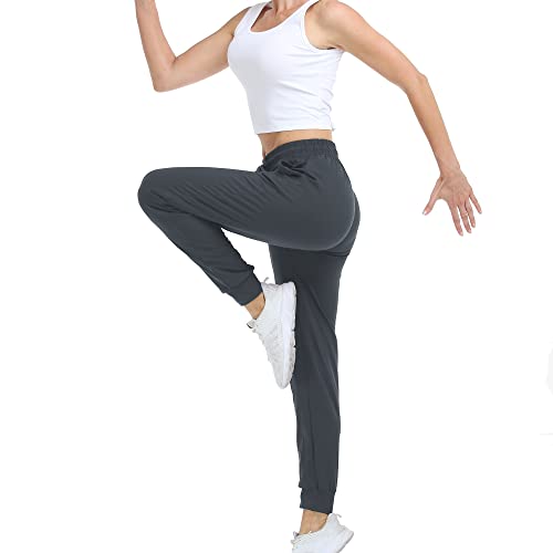 Mgput Women's Joggers Pants With Pockets,Drawstring Running Sweatpants For Women Tapered Active Yoga Lounge Casual Pants(Typ601-S/M 2B/Gr/Lpur) #TOP2