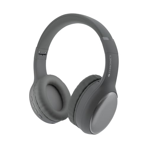 ZEBRONICS Thunder Max Bluetooth Over Ear Headphone with 120*Hrs Playback, 3 EQ Modes, 40mm Bass Driver, Fast Charging, Gaming Mode, Dual Pairing, BT v5.4, AUX, Metallic Finish (Grey)
