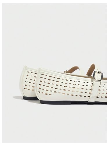 Women's Mary Jane Bellet Flats Hollow Out Mesh Ballet Flats Round Closed Toe Slip On Flat Casual Office Shoes3