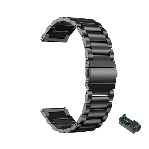 Cong Yi Galaxy Watch 3 45mm 41mm�Ή����^�����X�g�o���h �X�g���b�v �u���X���b�g Galaxy Watch3�Ή� �X�e�����X�X�`�[���X�g���b�v �E�H�b�`�o���h(Black 2,20mm)