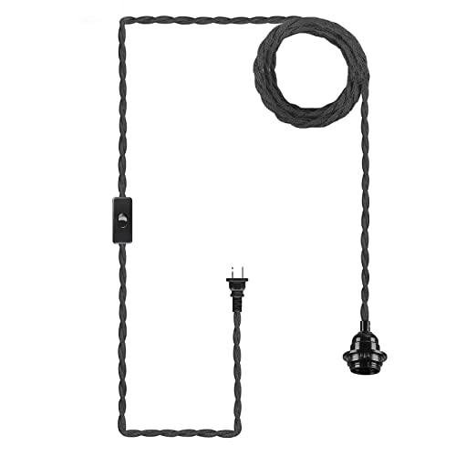 Silmoiran Industrial Plug In Hanging Light Fixture With Switch Twisted Hemp Rope Pendant Lights Socket Set E26 Pendant Lamp For Diy Bedroom Living Room Bohemian Decor (Black) #TOP7
