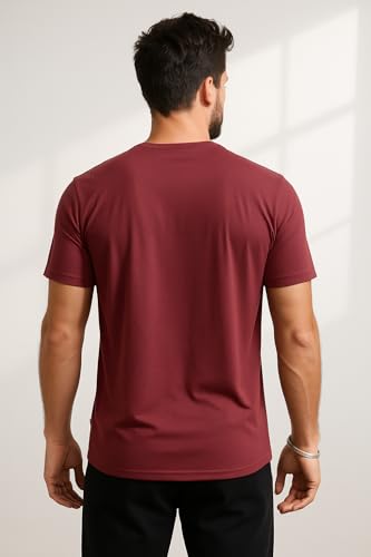 Image of Force NXT Men's Premium Microfiber Fabric Solid T-Shirt | Round Neck Half-Sleeves T-Shirt for Men | Sweat Wicking with Label Free for Daily Uses
