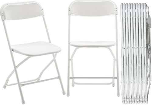 BTEXPERT 20-Pack White Plastic Folding Chairs