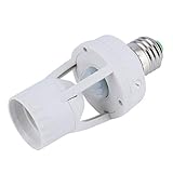  Hot Ac 110-220V 360 grados Pir Inducción Sensor de movimiento infrarrojo humano E27 Enchufe Interruptor base Led Bombilla Portalámparas (Blanco)