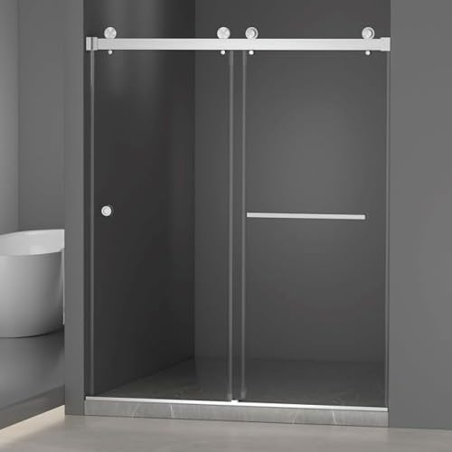Donext 304 Stainless Steel Double Sliding Shower Door, 55-59 Inch