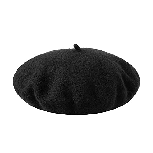 image for Spooktacular Creations 3 Pack Wool Beret Hat Black, French Beret Hat, 