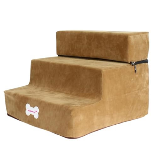 小型犬用ドッグ 犬階段 猫の登山フレーム ベッド用ペットステップツール ペットの訓練台 用ペットステップ (Light Brown)