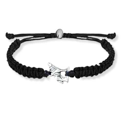 Sportybella Wolf Bracelet for Men and Women, Adjustable Handmade Braided Rope Bracelet with Howling Wolf Head Charm.