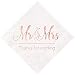 Crisky Wedding Napkins Mr Mrs Rose Gold Cocktail Beverage Dessert Napkins for Wedding Tabel Decoration Engagement Party Supplies, 100 Pcs, 3-Ply