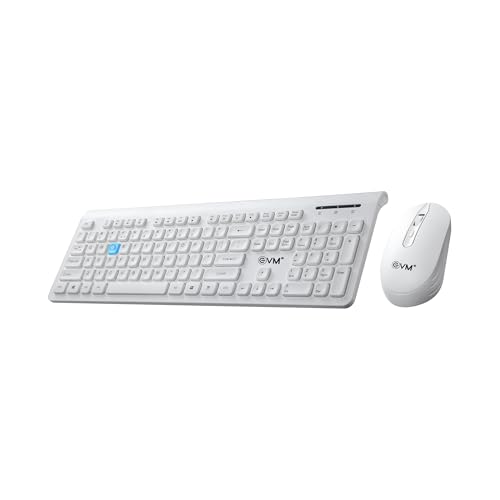 Image of EVM Wireless Keyboard Mouse Combo with USB Nano Receiver | Full-Size 105-Key Keyboard | 10m Wireless Range | DPI Adjustable Optical Mouse | for Laptop, Desktop & Mac | (WLK-018 & EWLM-450-White)