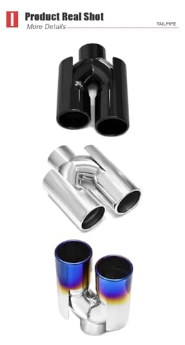 Embout d'échappement double sortie 63mm universel inox argent - 4