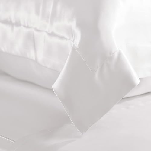 Thxsilk Silk Sheet Set 4 Pcs, 19 Momme 100% Top Grade Natural Mulberry Silk Bed Sheets, Luxury Bedding Sets -Ultra Soft Durable, 1 Fitted Sheet, 1 Flat Sheet And 2 Pillow Shams (King, White) #TOP4