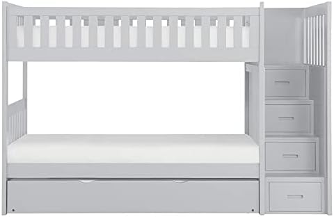 Pemberly Row Litera de madera reversible de 97 pulgadas con nido en gris