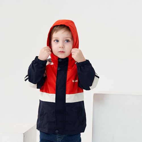 Image of Volunboy Toddler Boys Windbreaker Casual Outerwear Kids Lightweight Zip Hooded Jacket Baby Cute Dust Coat