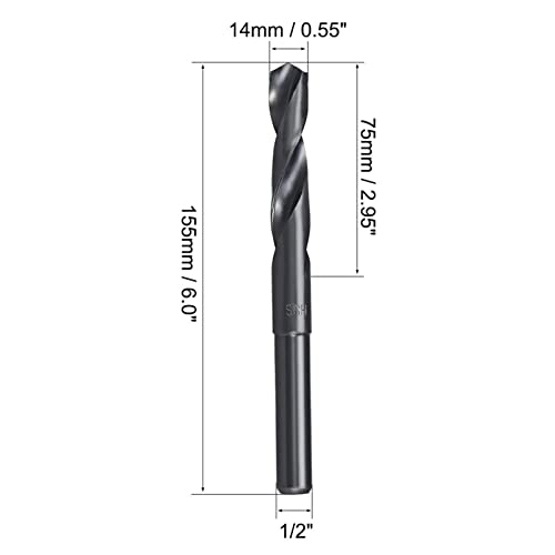 Ta-Vigor 14Mm Reduced Shank Drill Bit Hss 6542 Black Oxide With 1/2 Inch Straight Shank- Perfect For Drilling Steel,Copper,Aluminum Alloy #TOP1