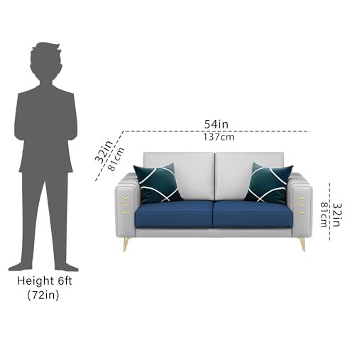 Image of Casaliving Falco 2 Seater Sofa Set for Living Room (Blue Grey Fabric) Premium Fabric Sofa