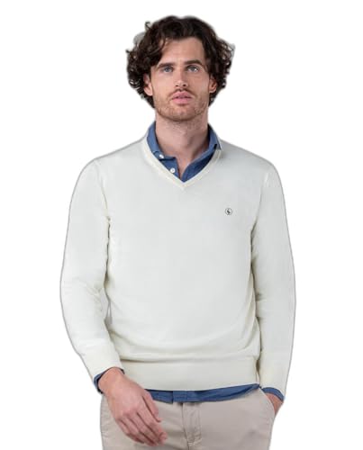 El Ganso Jersey Cuello Pico Coderas Crudo