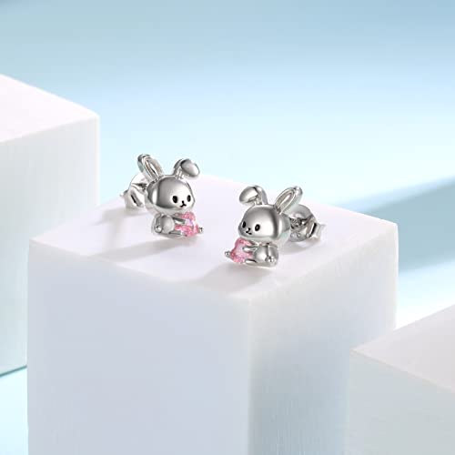 Sterling Silver Animal Stud Earrings: Hypoallergenic Cow Bee Axolotl Fox Penguin Cat Bat Bunny Elephant Panda Pig Earrings Cute Jewelry Gifts for Women4