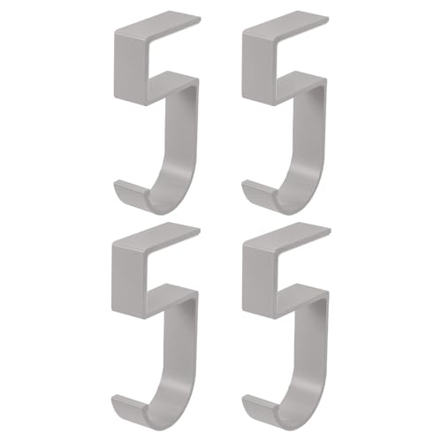 OATIPHO Lot de 4 Crochets pour Paquet à Main à Fixer sans Perçage sous Table – Crochet Métallique Gris Clair – Support Porte-paquet, Casques et Parapluies pour Bureau et Maison –