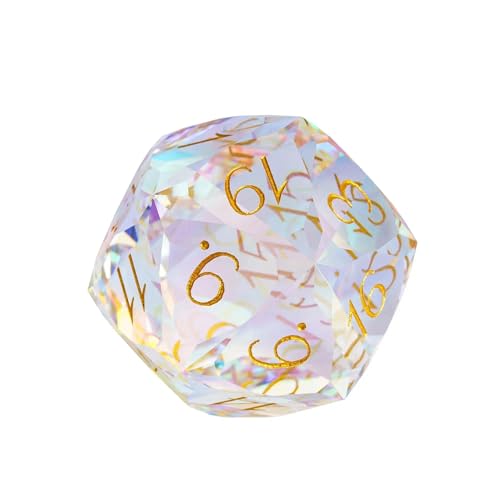 Image of UDIXI 30mm D20 Prism Glass Dice Large Glass D20 Dice for RPG Tabletop Games | Multifaceted-Cut, Premium Gift Box, DM Gift, for Dungeons and Dragons Role Playing Games